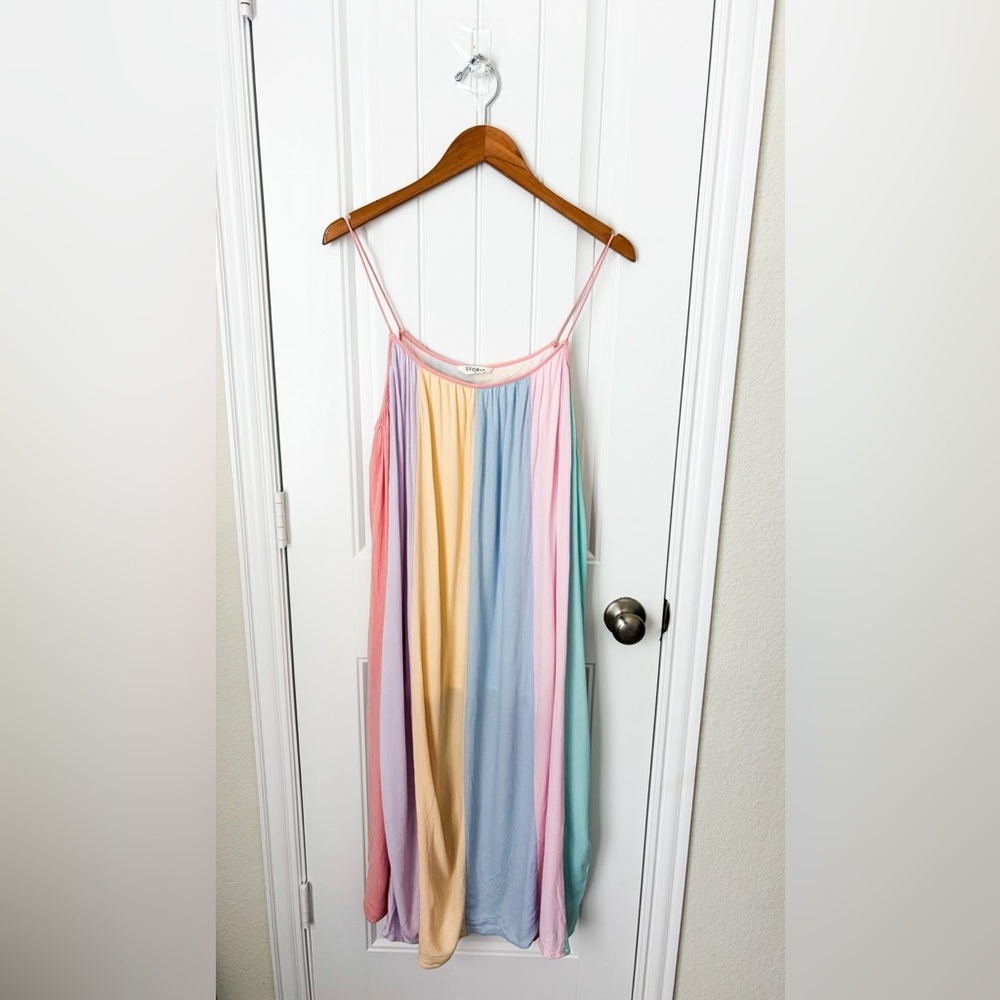 Storia Pastel Colorful Stripe Midi Dress Size Medium